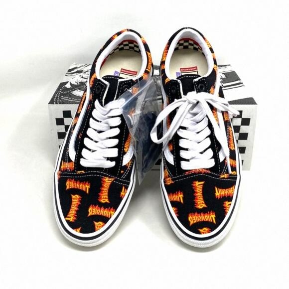 VANS x Thrasher Old Skool Skate Low Top Black VN0005W0BML Sneakers Men’s Canvas - Picture 9 of 11